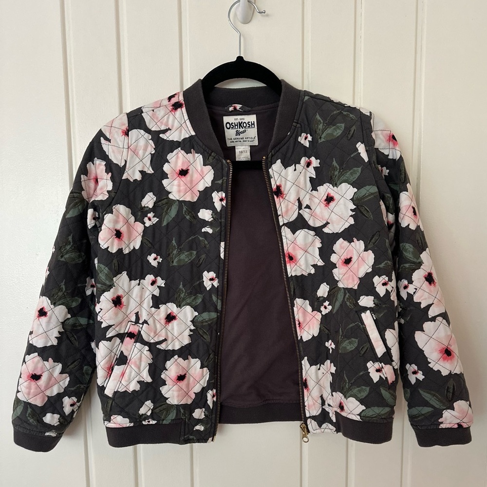 Osh Kosh B’gosh Lightweight Quilted Floral Jacket. Girls size 10/12.